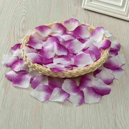 Neo LOONS 1000 Pcs Artificial Silk Rose Petals Decoration Wedding Party Color Purple & White - Image 3